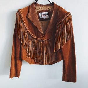 Leather fringe jacket